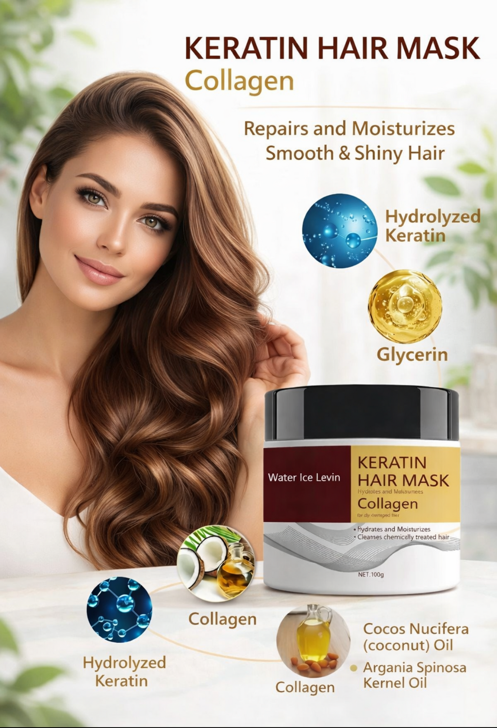 Masque Réparateur Intense Coco & Argan - Cure Kératine (100g)