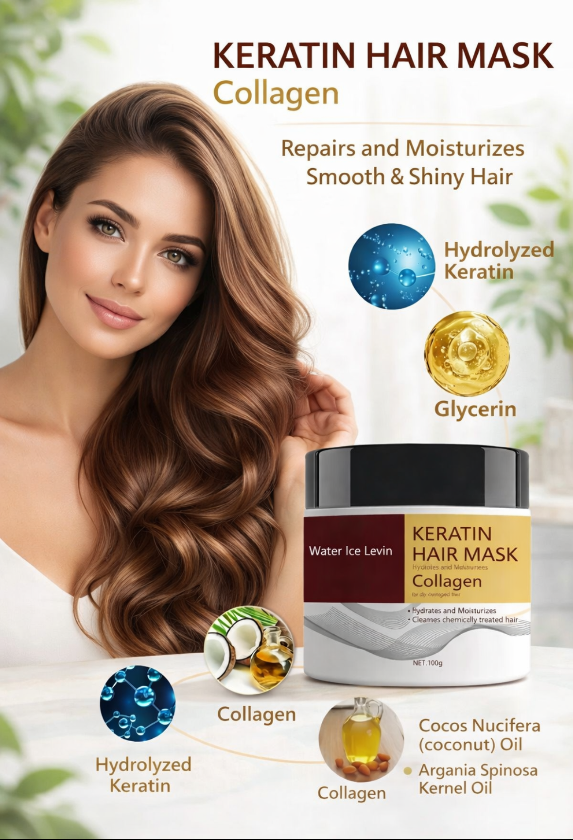 Masque Réparateur Intense Coco & Argan - Cure Kératine (100g)
