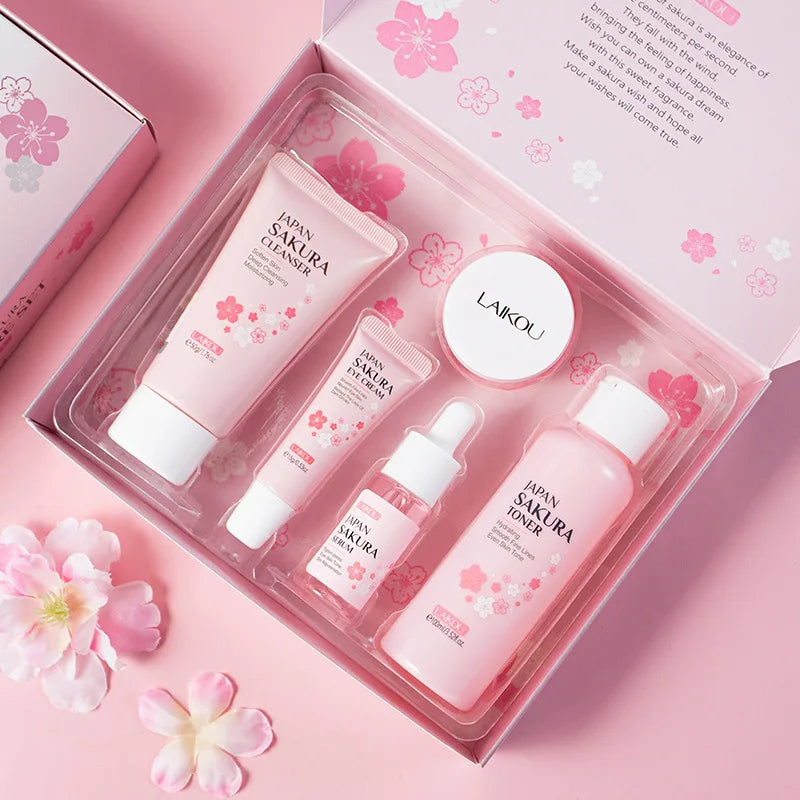Sakura Skin Care Kit Coffret Beauty Rituel Sakura "Tout-en-Un LAIKOU 5pcs