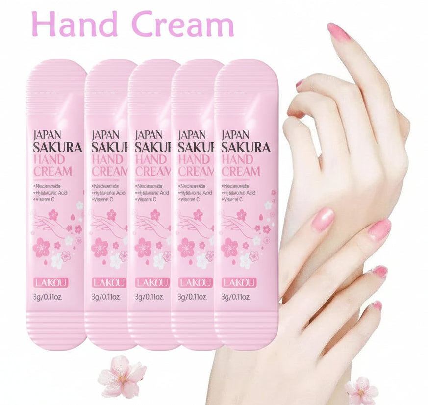 Crèmes Mains Travel Suit Extrait de Sakura, Sodium Hyaluronate et Acide Hyaluronique & Glycérine LAIKOU Travel Suit 5x30g