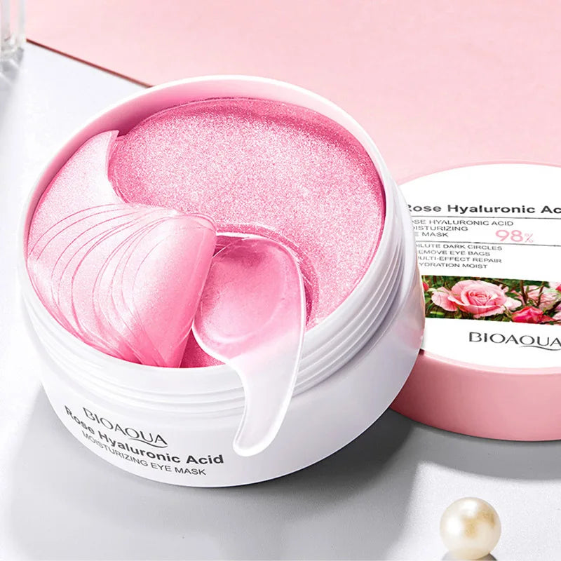 Patches Trio Éclat Rose & Acide Hyaluronique BIOAQUA Skin Care Anti Wrinkle (60psc) Patchs + Crème Regard Rose