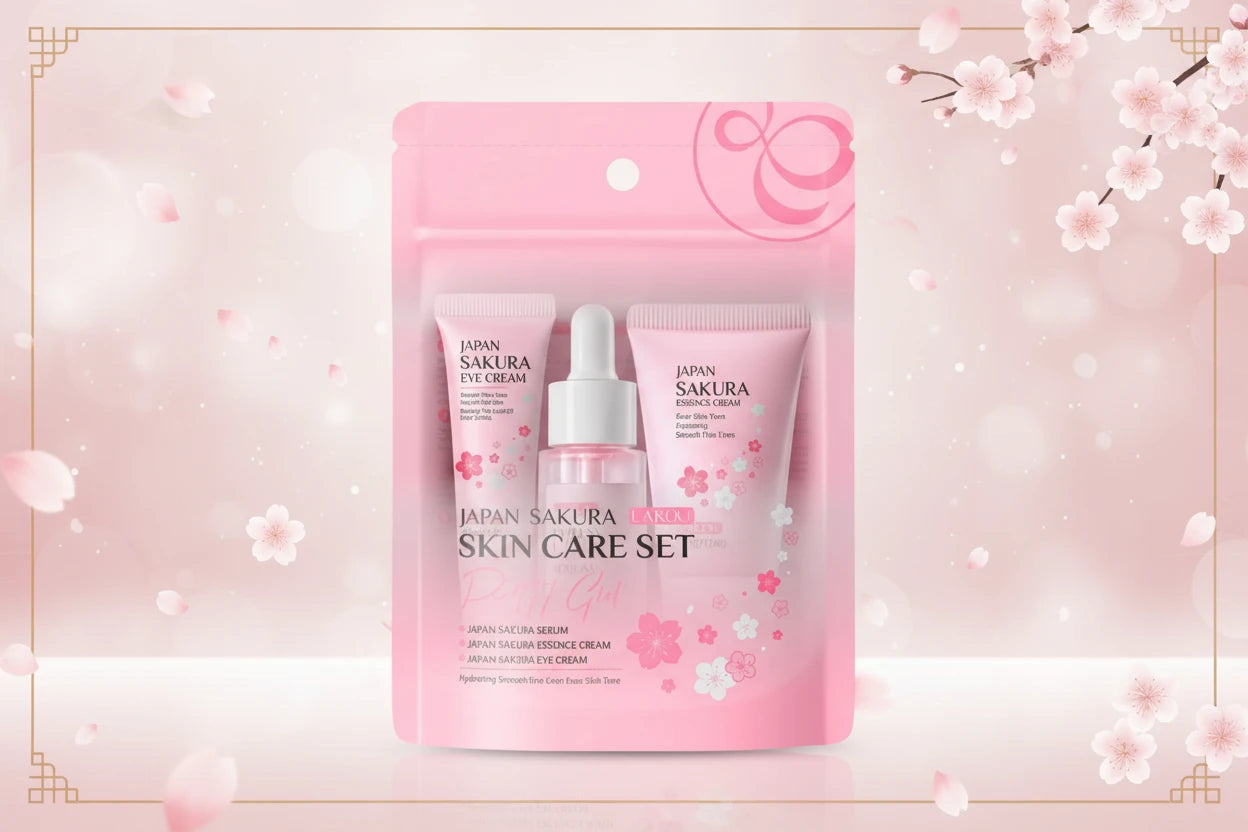 Japan Kit Coffret cadeau￼ Sakura Skin Care Sets Face Cream Face Essence Eye Serum Face 3pcs