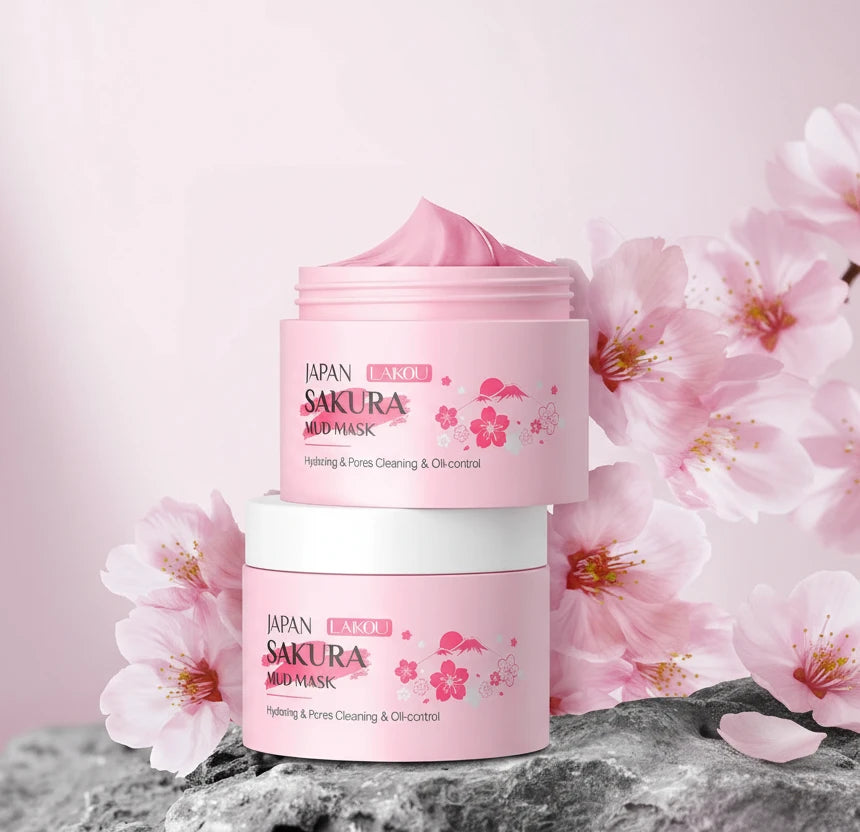 Masque à la Boue Sakura & Kaolin ,Extrait d'algue Clay 
Deep Cleansing Skin Care LAIKOU 25g/90g