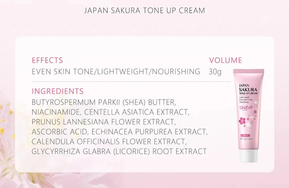 Crème Extrait de Sakura & Niacinamide et Vitamine C & Acide Hyaluronique Produits Waterproof Skin Care 30g