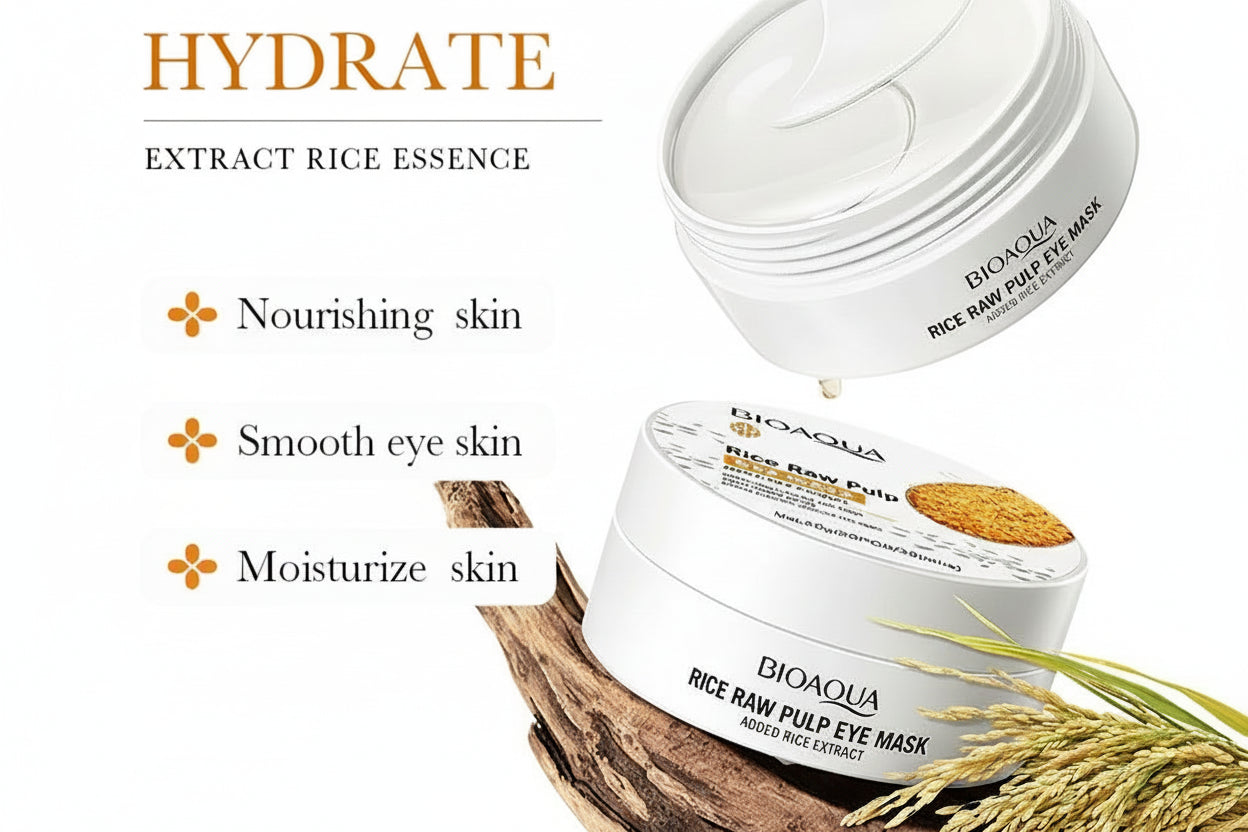 Patchs Yeux à la Pulpe de Riz & Acide Hyaluronique Texture Hydrogel, Skin Care BIOAQUA (60psc)