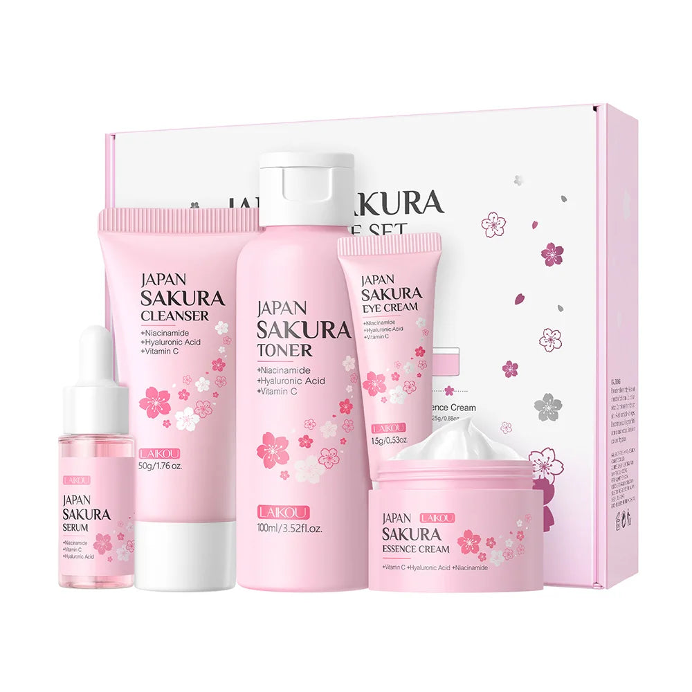 Sakura Skin Care Kit Coffret Beauty Rituel Sakura "Tout-en-Un LAIKOU 5pcs