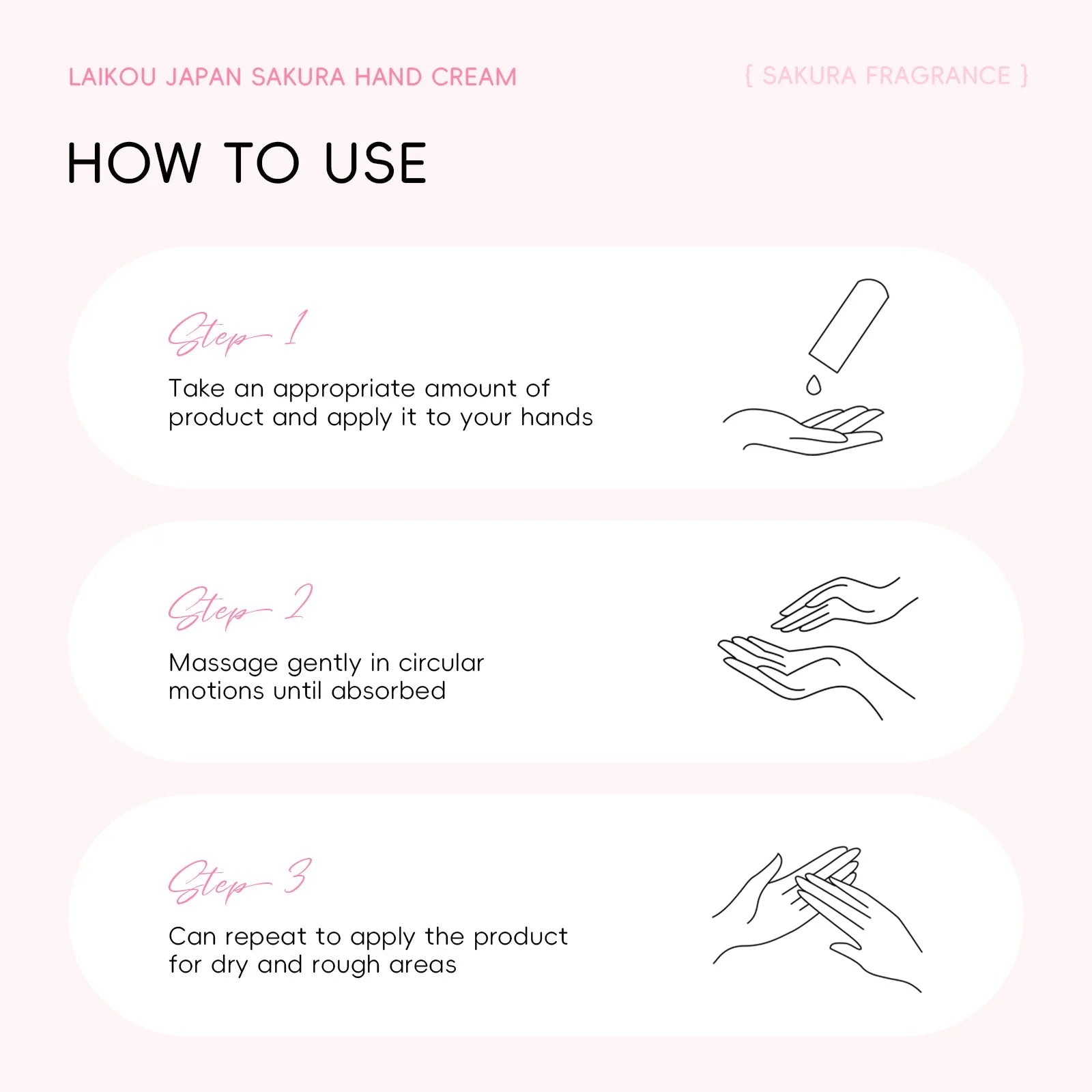 Crèmes Mains Travel Suit Extrait de Sakura, Sodium Hyaluronate et Acide Hyaluronique & Glycérine LAIKOU Travel Suit 5x30g