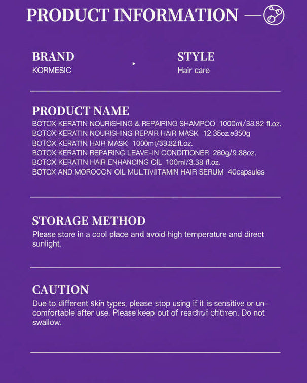 Masque Capillaire "Magical Keratin" For Smoothing Nourish Straightening Hair Care 7 variété disponible